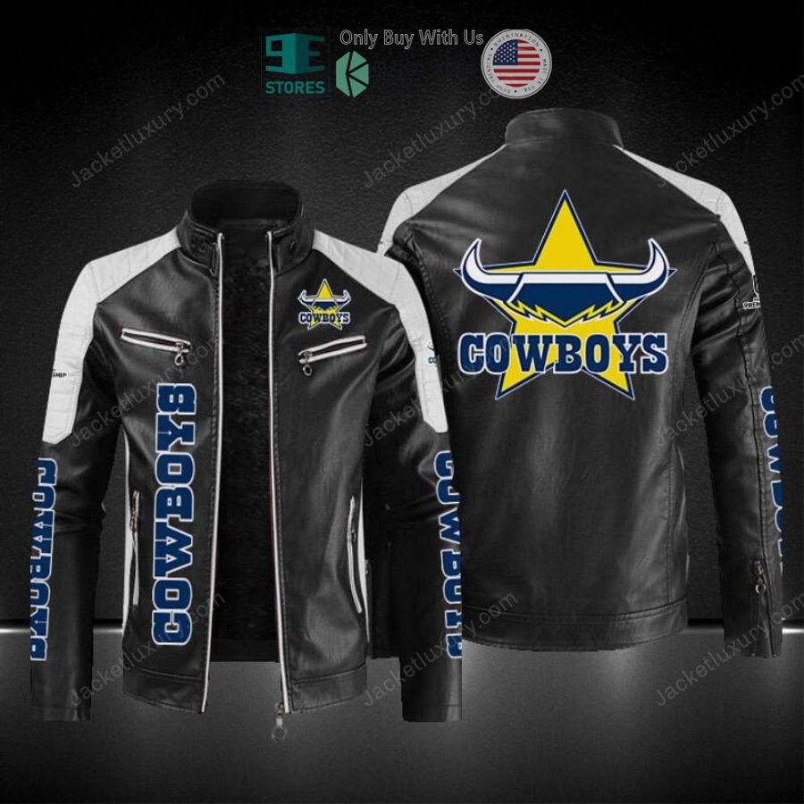 north queensland cowboys block leather jacket 1 51476