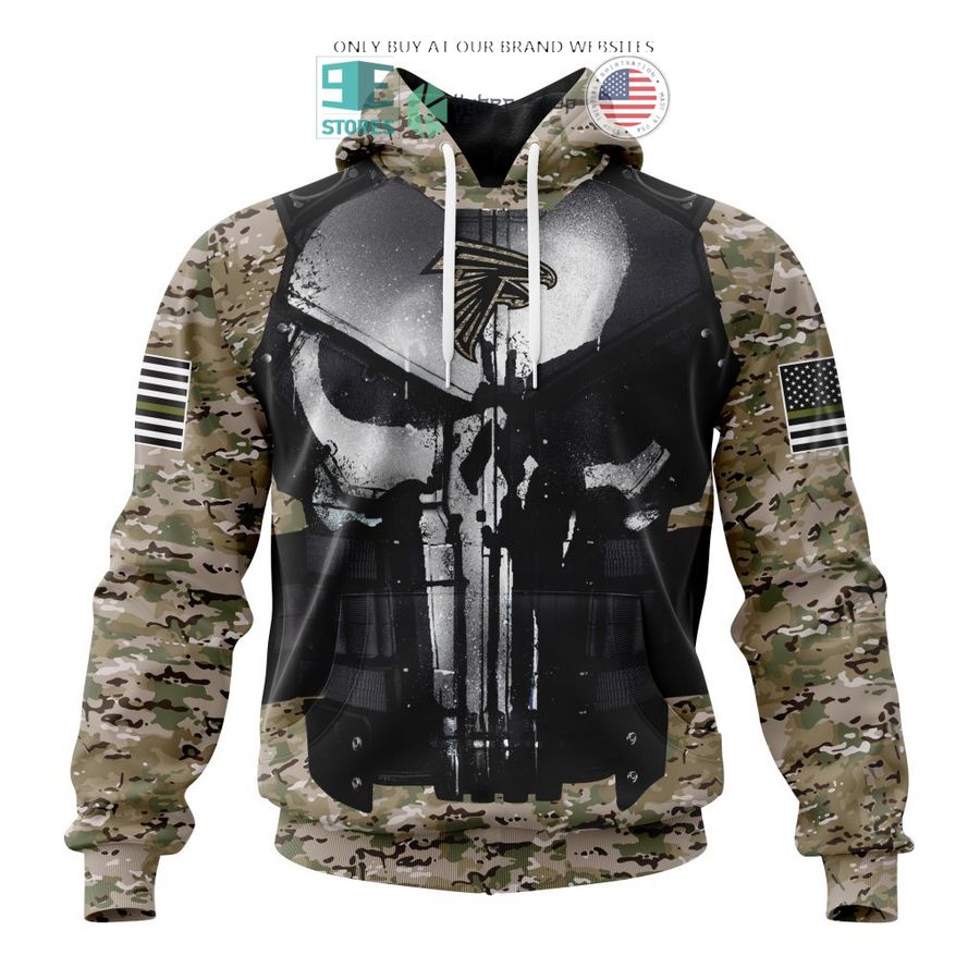 personalized atlanta falcons skull punisher veteran camo 3d shirt hoodie 1 33446