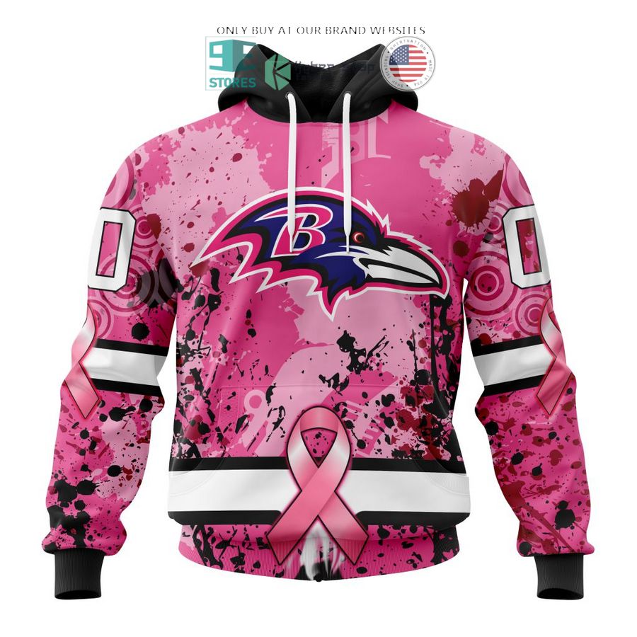 personalized baltimore ravens breast cancer awareness 3d shirt hoodie 1 65750