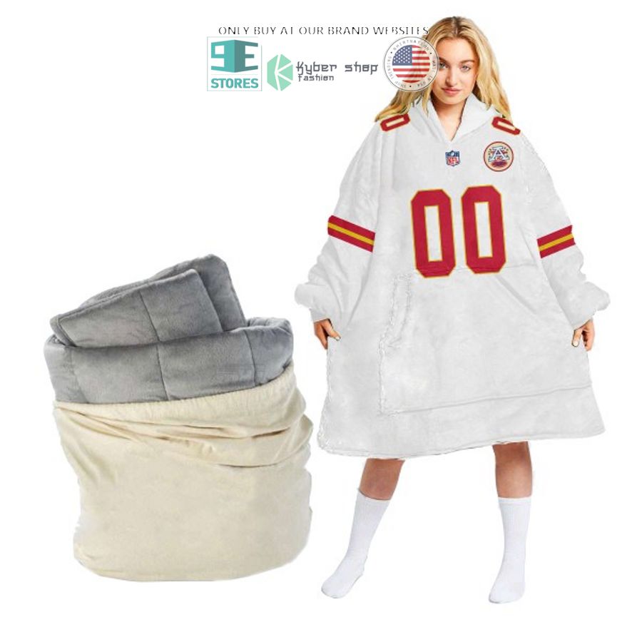 personalized kansas city chiefs afc lh white red sherpa hoodie blanket 2 56634