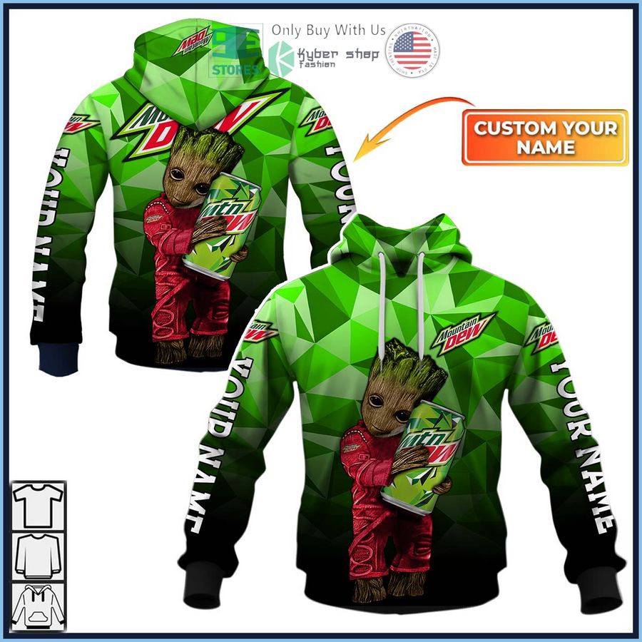 personalized mountain dew groot 3d shirt hoodie 1 60699