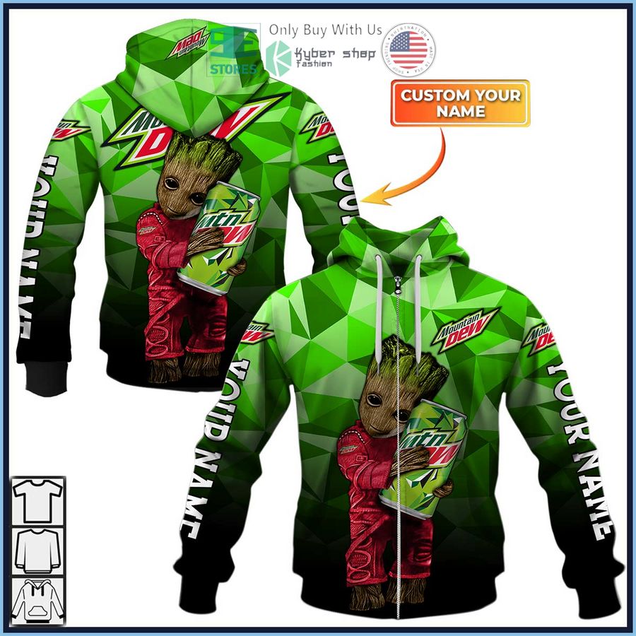 personalized mountain dew groot 3d shirt hoodie 2 79144