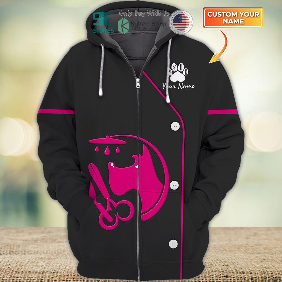 personalized my craft dog groomer pet groomer uniform pink salon pet 3d zipper hoodie 2 16300