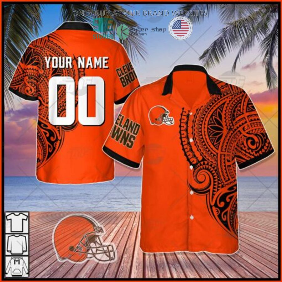personalized nfl cleveland browns polynesian tattoo hawaiian shirt 1 73837