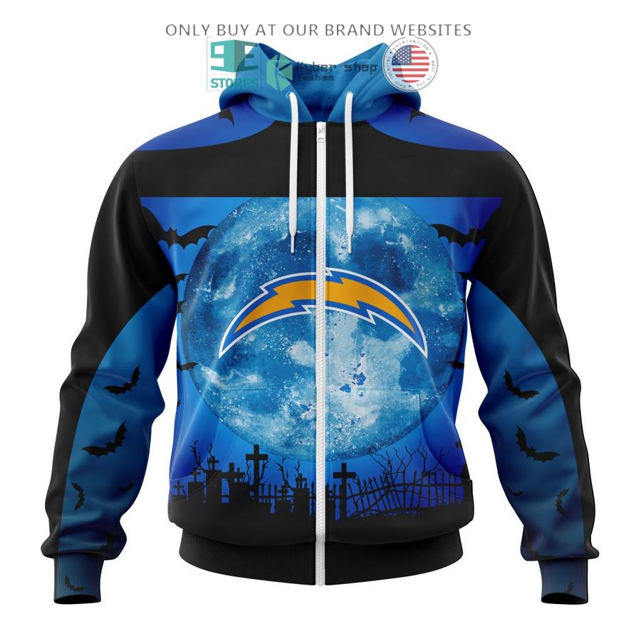 personalized nfl los angeles chargers halloween moon 3d shirt hoodie 2 64668