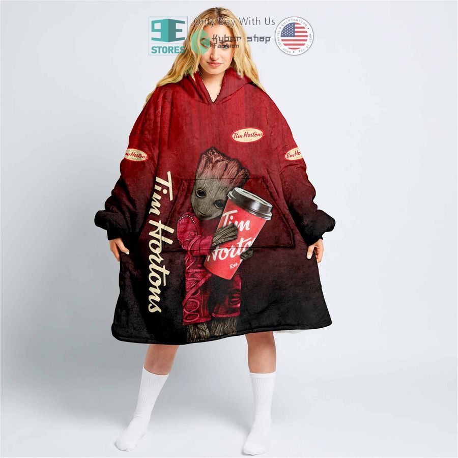 personalized tim hortons groot oodie sherpa hooded blanket 1 36241