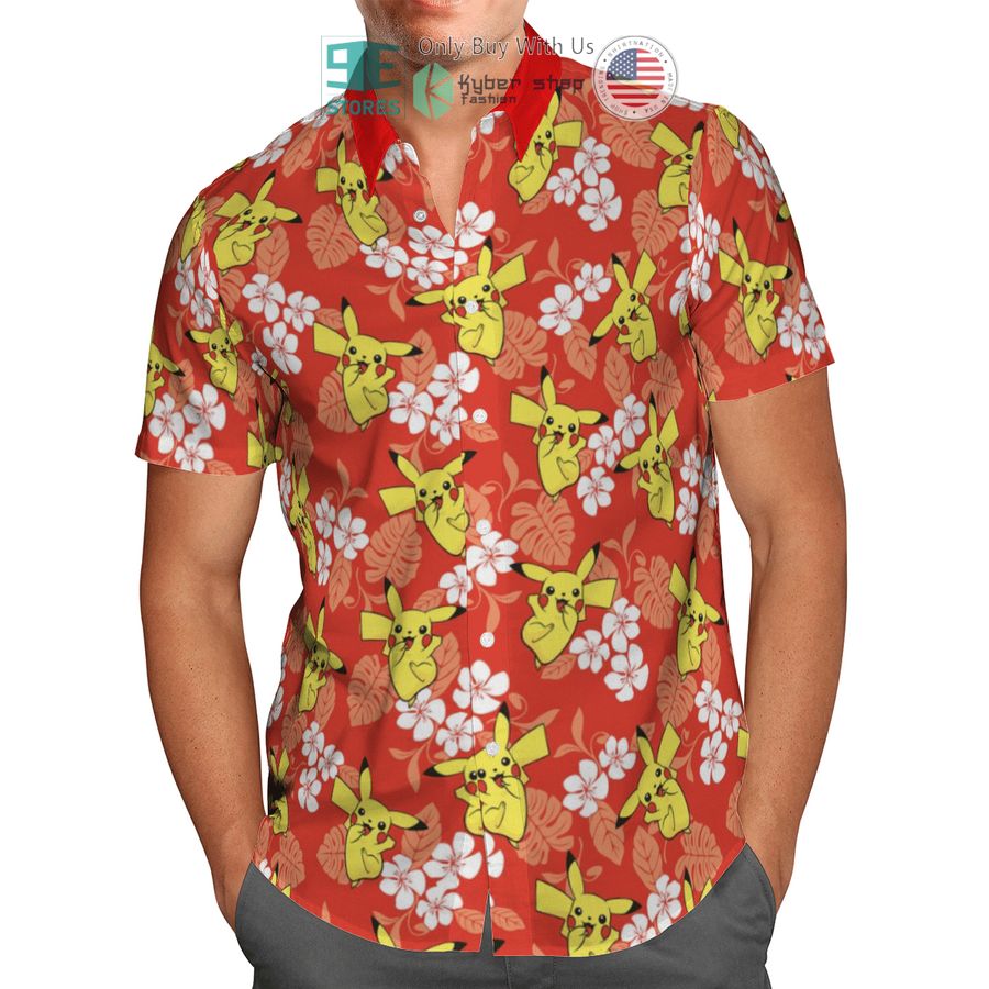 pikachu tropical hawaiian shirt shorts 2 66912