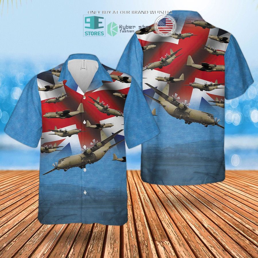 raf c 130 hercules uk flag hawaiian shirt shorts 1 55365