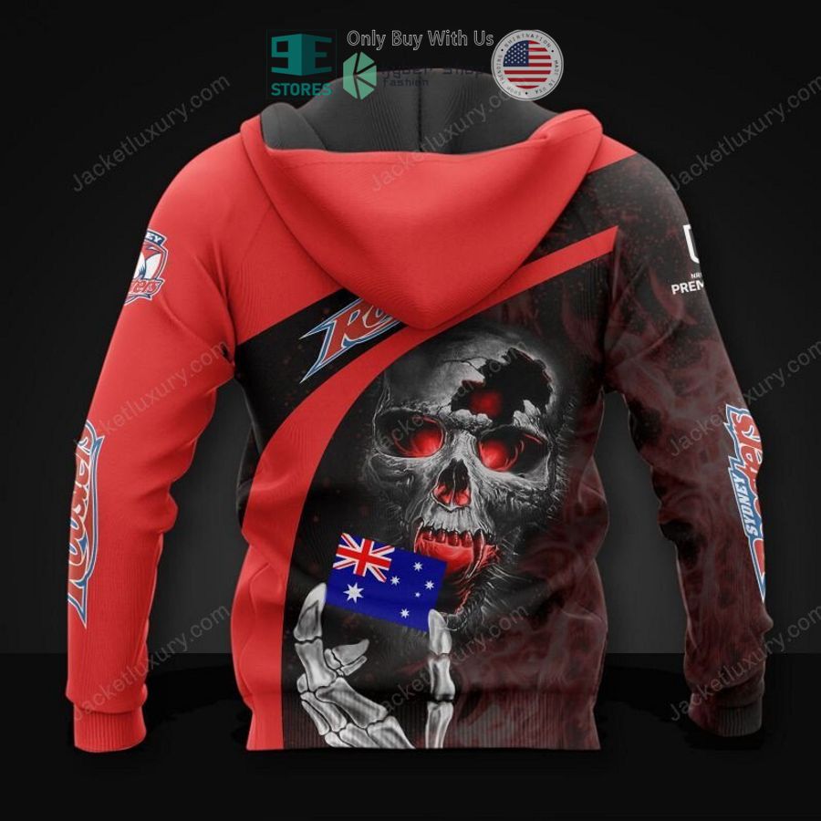 sydney roosters skeleton 3d hoodie polo shirt 2 19000
