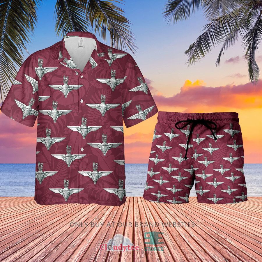 uk parachute regiment badge maroon hawaiian shirt shorts 1 82057