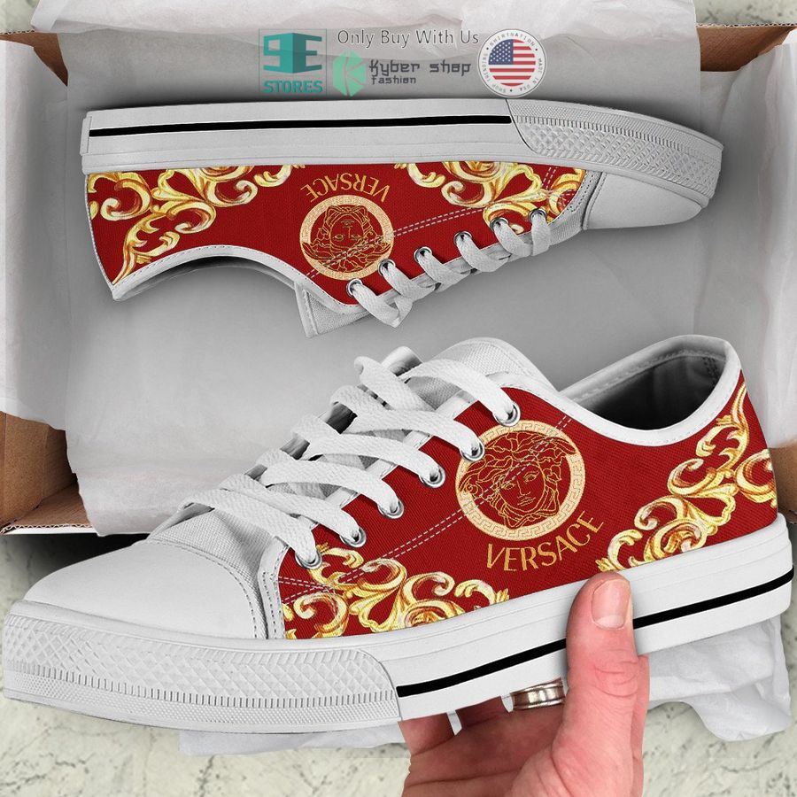 versace medusa red canvas low top shoes 1 37466