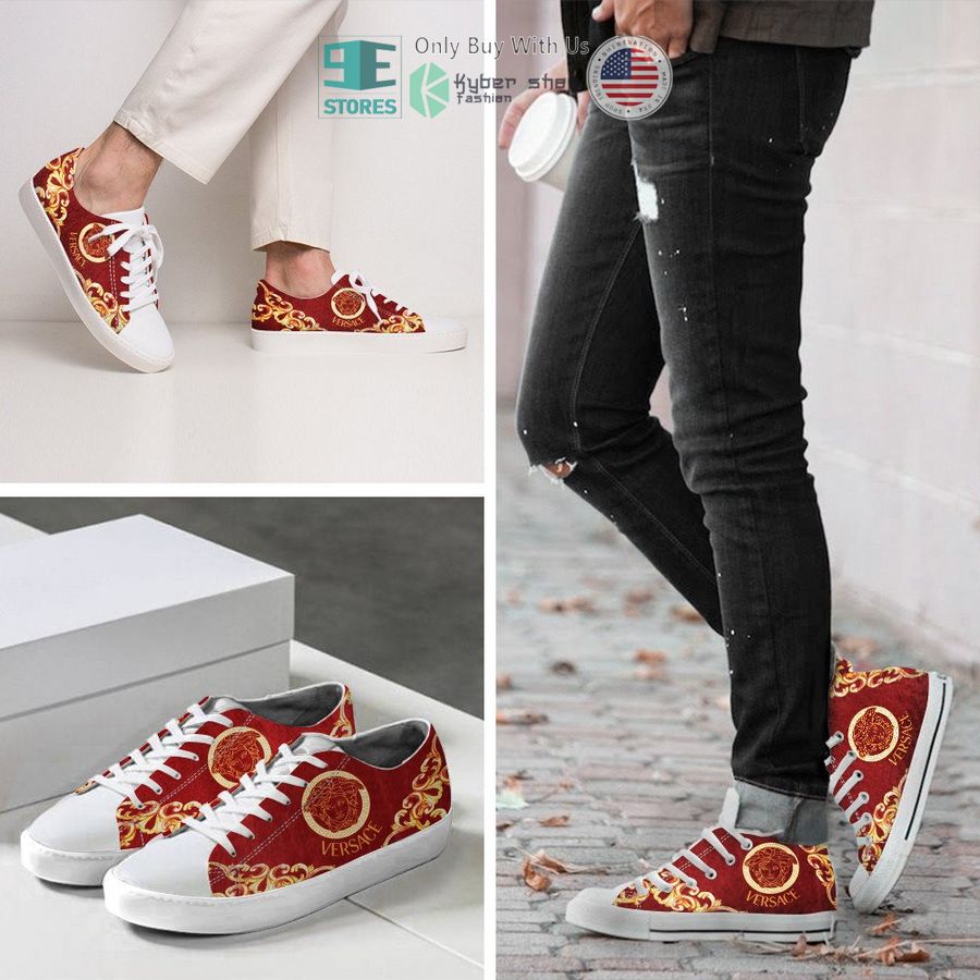 versace medusa red canvas low top shoes 2 48610
