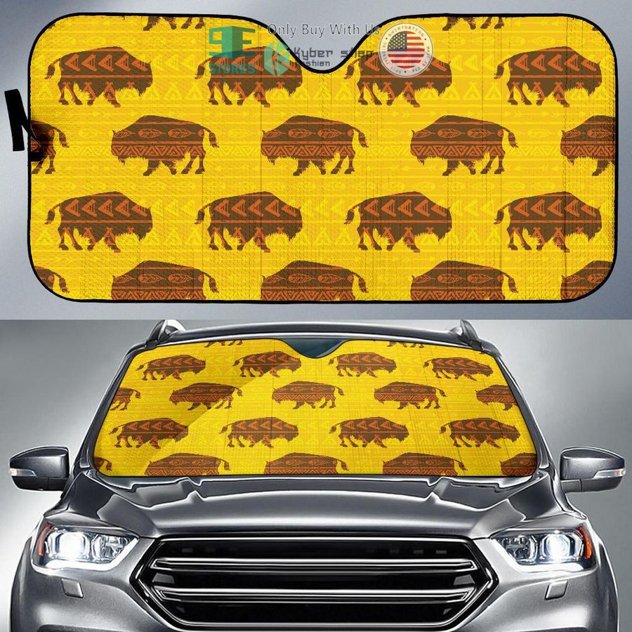 yellow bison pattern native american car sunshades 1 56300