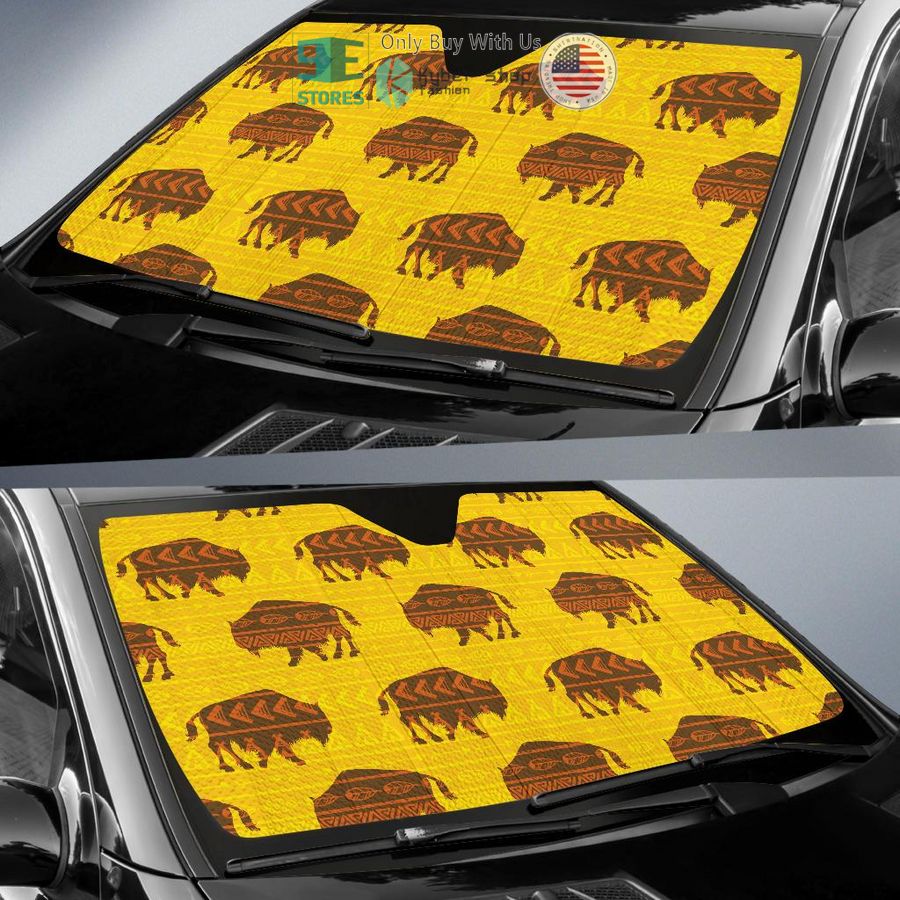 yellow bison pattern native american car sunshades 2 66377