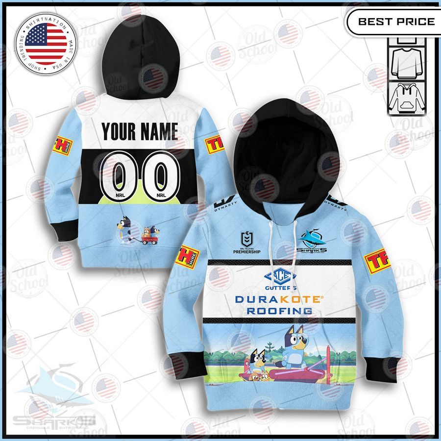 cronulla sutherland sharks bluey jersey custom kid shirt 1 587