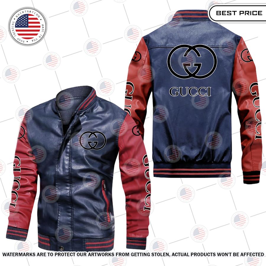 Gucci Leather Bomber Jacket Out of the world