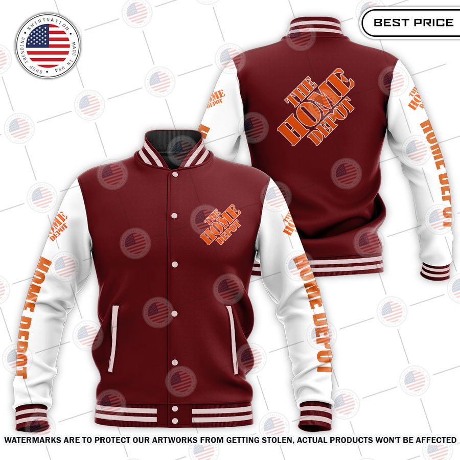 Home Depot Baseball Jacket Your face is glowing like a red rose