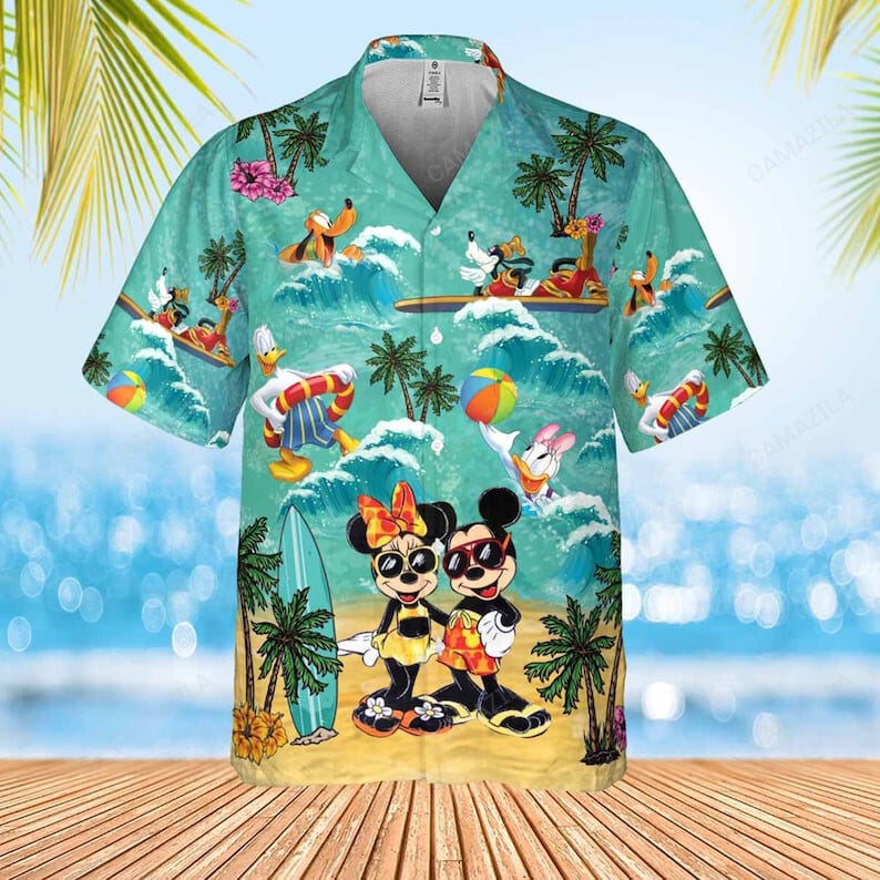 mickey minie mouse and friends beach hawaiian shirt 2159 N5sXa
