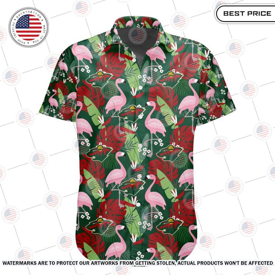 Minnesota Wild Flamingo Hawaiian Shirt Loving click