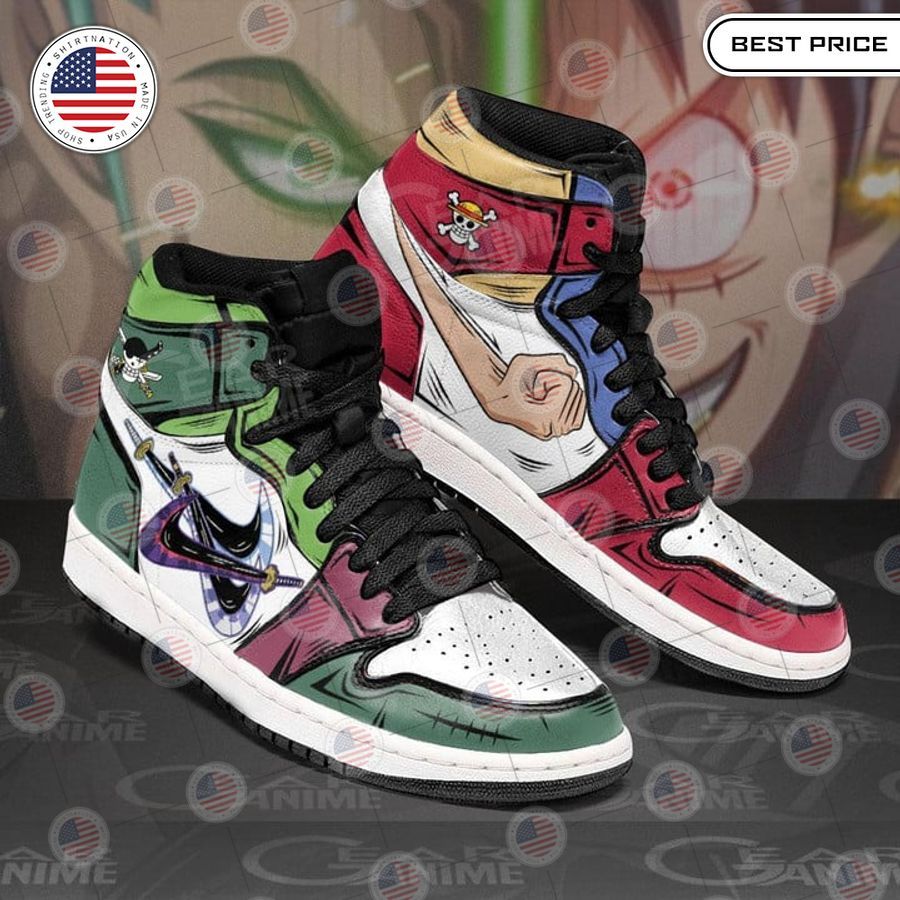 one piece zoro and luffy air jordan high top shoes 2 651