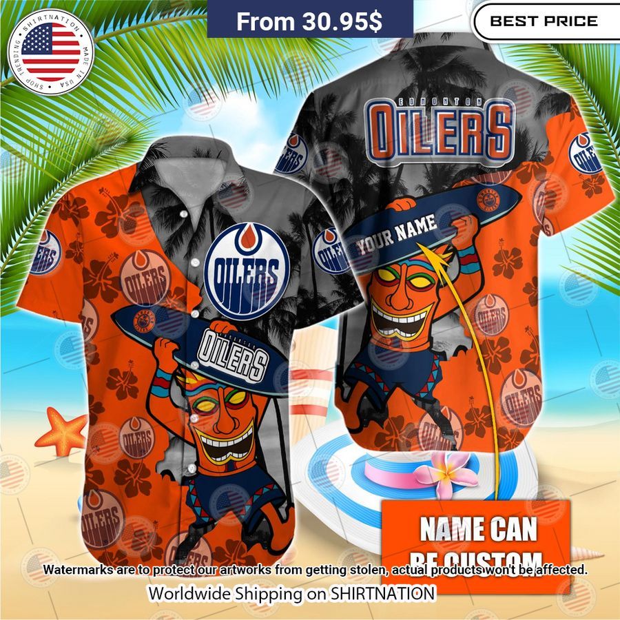 Edmonton Oilers orange Custom Hawaiian Shirt