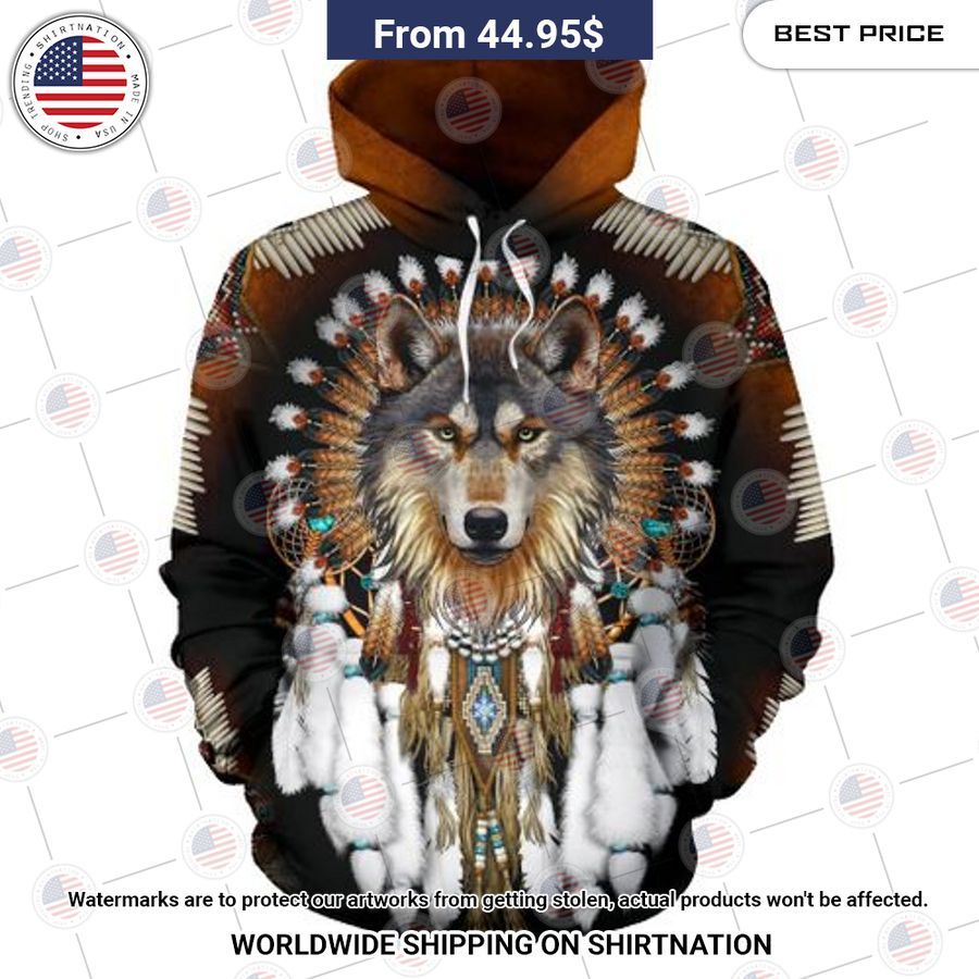 Grey Wolf Native American Rosette Hoodie This is your best picture man