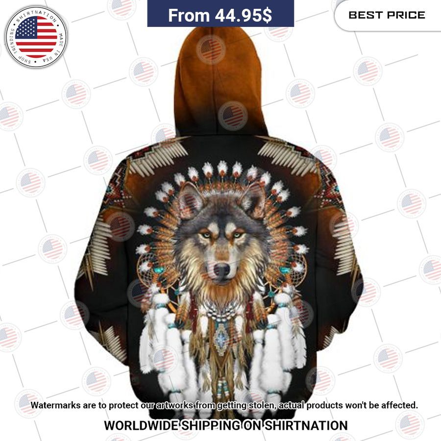 Grey Wolf Native American Rosette Hoodie My favourite picture of yours