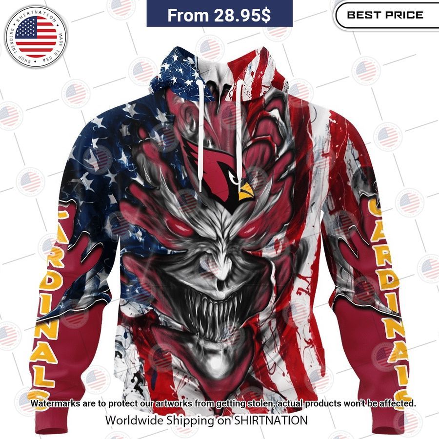 HOT Arizona Cardinals Demon Face American Flag Shirt Good click
