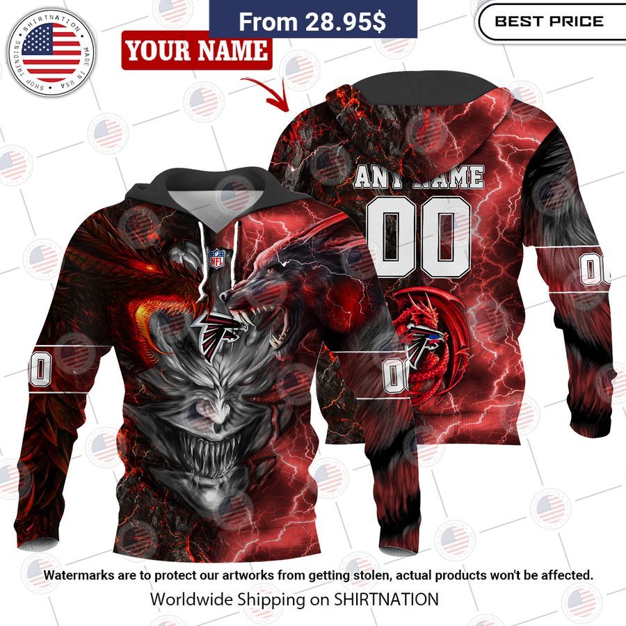 HOT Atlanta Falcons Demon Face Wolf Dragon Shirt Natural and awesome