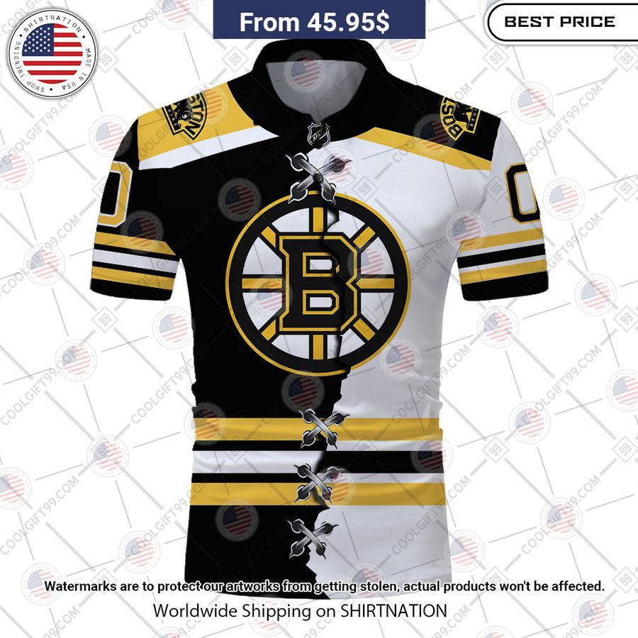 HOT Boston Bruins Mix Home Away Jersey Polo Shirt Pic of the century