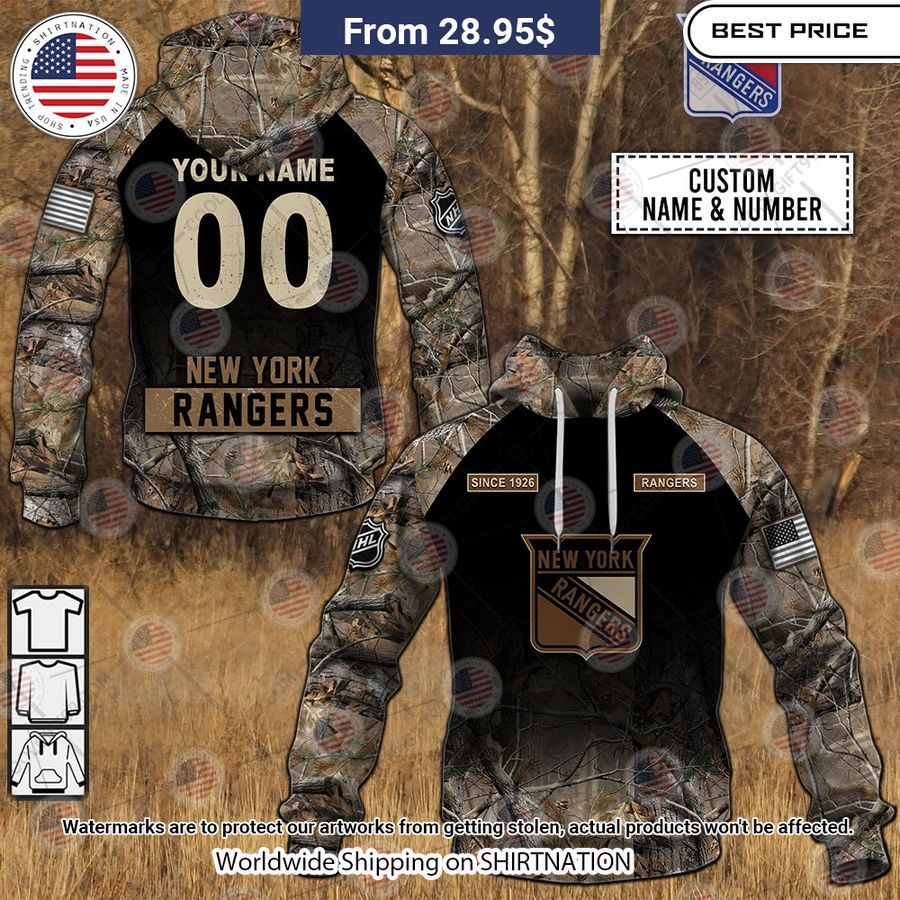 New York Rangers Hunting Camo Custom Shirt